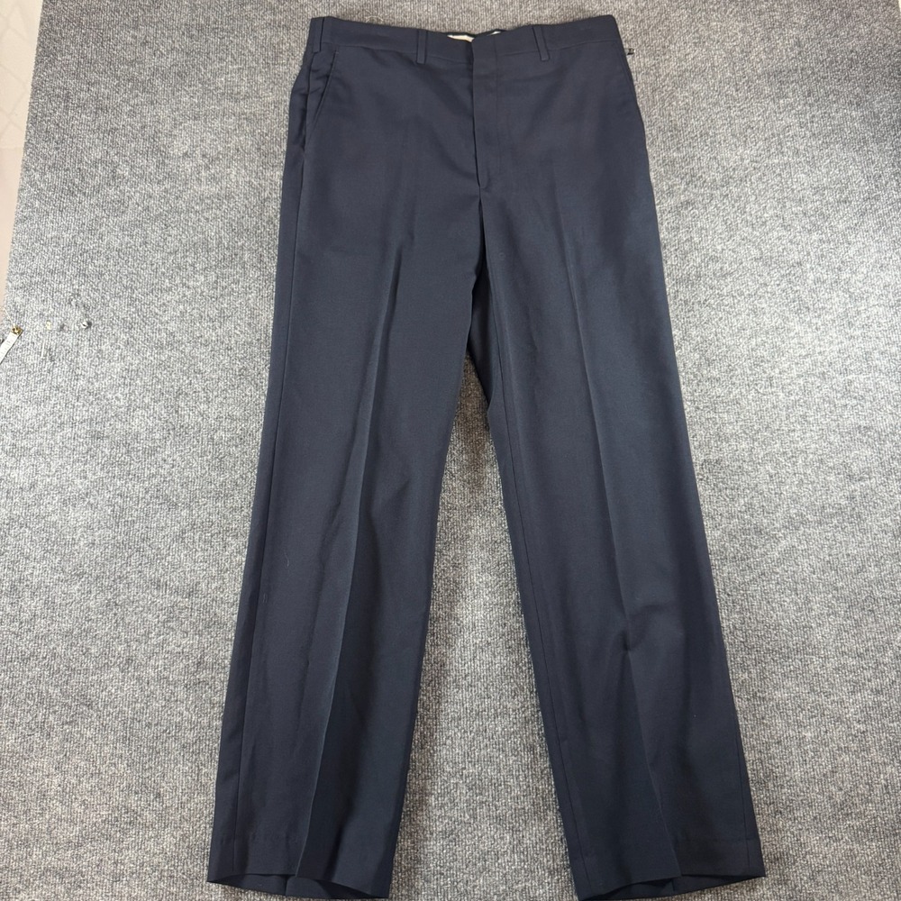 Vintage Imperial By Haggar Dress Pants Men 34x32 Blue Wool Blend Straight Leg